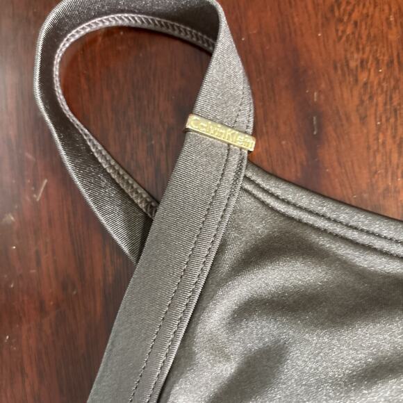 Calvin Klein One Piece Swimsuit Size 14 Bronze Side Pleats Full Coverage - Picture 7 of 8